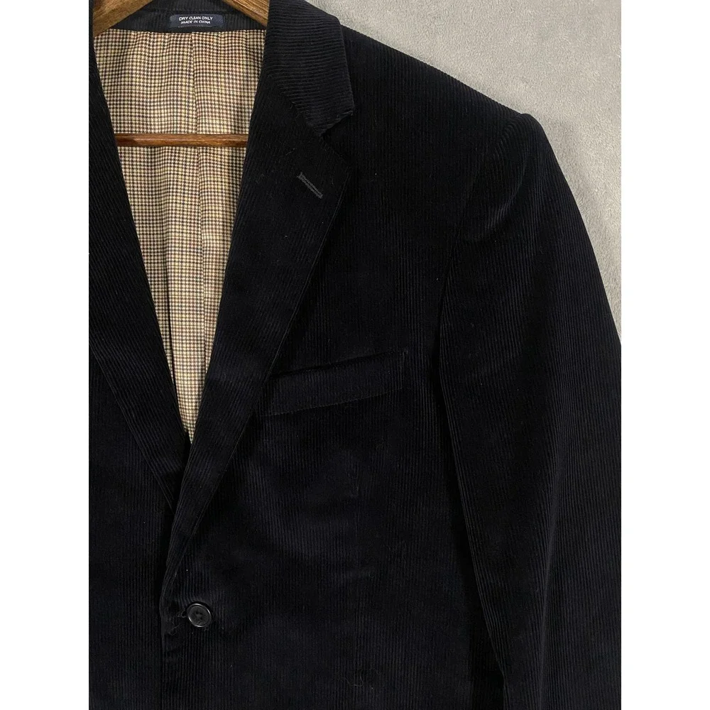 Saddlebred Blazer Mens 40R Black Corduroy‎ Two Button Classic Wedding Career